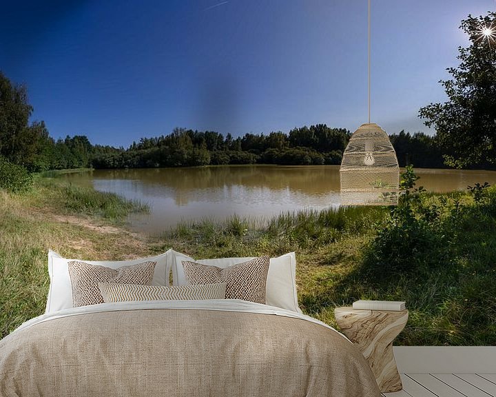 Sfeerimpressie behang: Panorama van de vijver in natuurgebied Kwintelooyen van Jacques Jullens