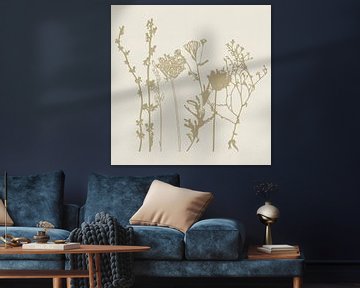 Minimalistische wilde bloemen in beige van Dina Dankers
