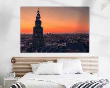 Coucher de soleil dans le centre de Groningue sur Henk Meijer Photography