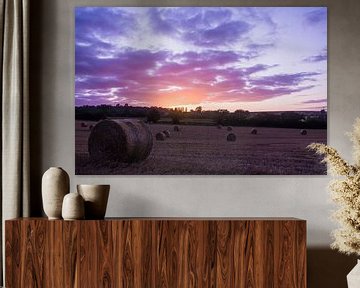 Straw bales in the evening sun by Hugo Braun