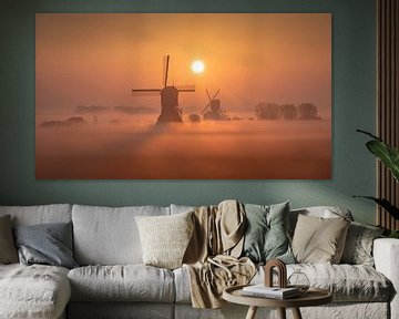 Windmills at sunrise I by Sven Broeckx