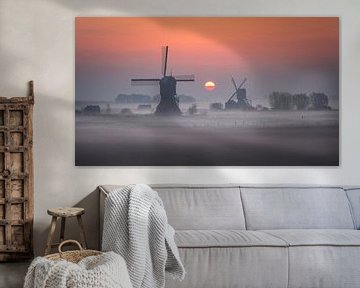 Windmills at sunrise II by Sven Broeckx