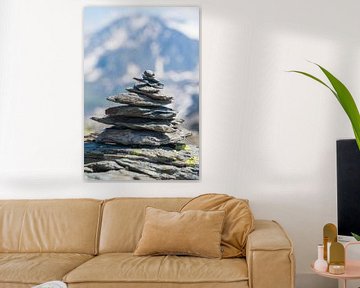 Cairn op de top van Cime de Caron, Frankrijk - natuur en reisfotografie van Christa Stroo fotografie