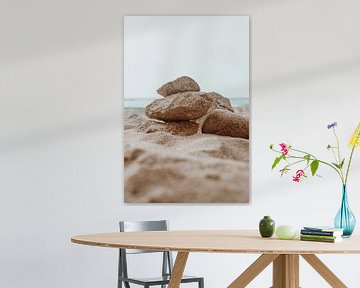 Stones on the beach - travel photography Portugal by Anne Verhees