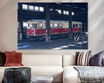 Treinstel van de Harzer Schmalspurbahnen op het station van Wernigerode