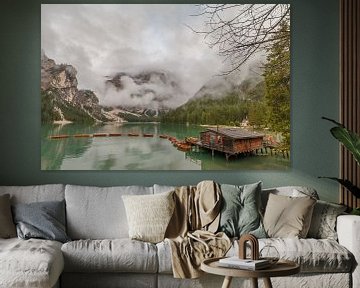 Lago di Braies in de Dolomieten.