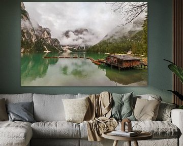 Lago di Braies in de Dolomieten.