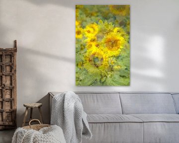 Zonnebloemen, Zonnebloem, abstract, (Helianthus annuus) van Torsten Krüger