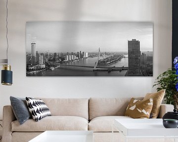 Panorama Rotterdam in zwartwit van Ilya Korzelius