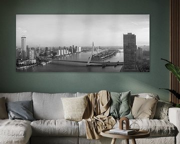 Panorama Rotterdam in zwartwit van Ilya Korzelius