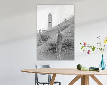 Le phare de Noordwijk Noir/Blanc sur Charlene van Koesveld
