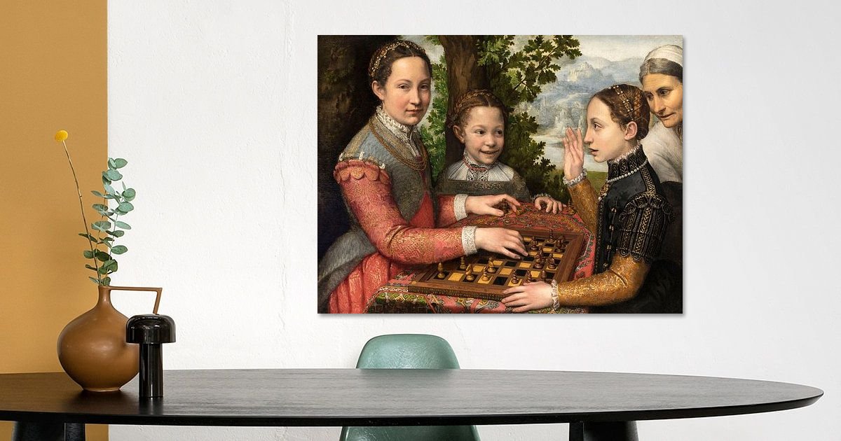 The Chess Game, Sofonisba Anguissola, on canvas, poster, wallpaper