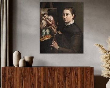 Zelfportret aan de schildersezel, Sofonisba Anguissola