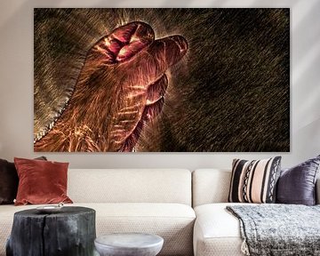 Kirlian gloed van een menselijke hand op zwart van MPfoto71