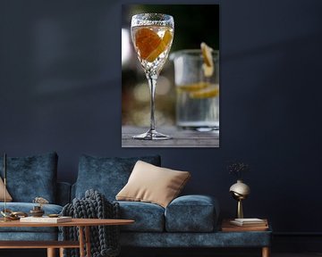Boissons, verre d'eau rafraîchissante à l'orange et au citron