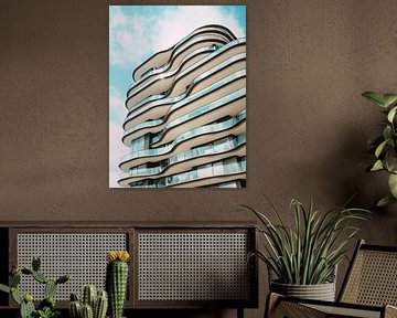 Colorful architecture - Blue building photo  print | Streetphotography Wall Art van Ezme Hetharia