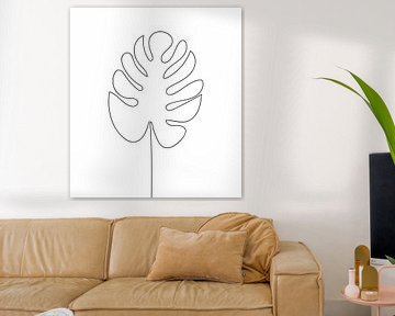 Line art Monstera Leaf Gatenplant van zippora wiese