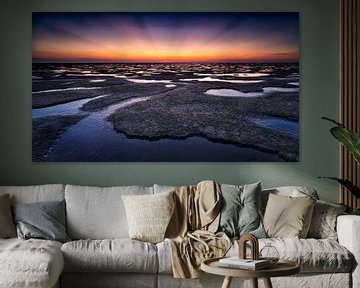 Sunset on the Dutch tidal flats, UNESCO heritage by Michael Kuijl
