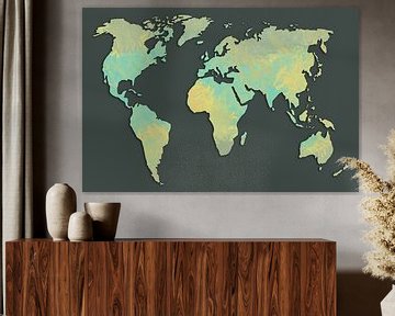 World map green yellow by Emiel de Lange