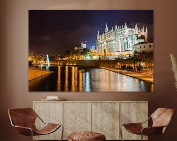 Cathedral of Palma de Mallorca at night, Spain Balearic islands by Alex Winter