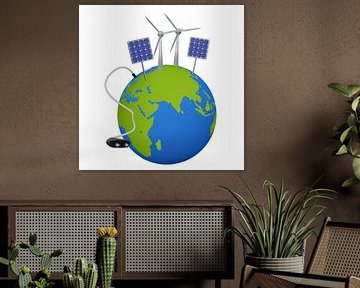 Aarde met hernieuwbare energiebronnen
