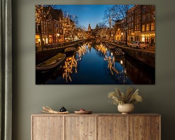 Kerstmis in Amsterdam met zonsondergang in Nederland van Eye on You