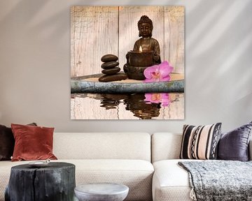 Buddha sitting at the water by christine b-b müller