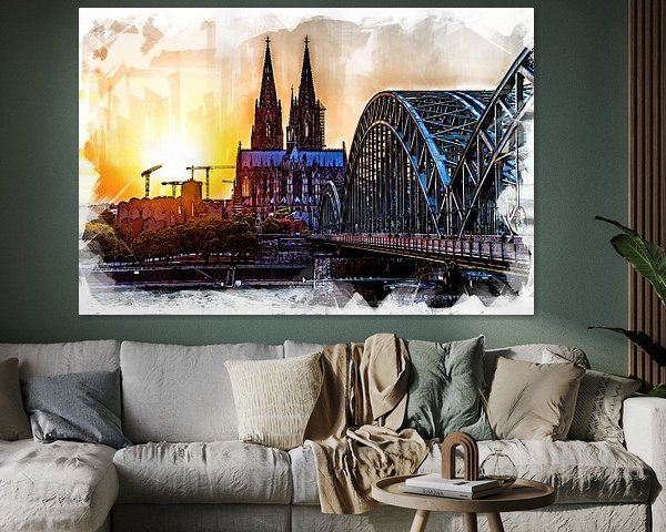 Köln Panorama Artwork mit Dom