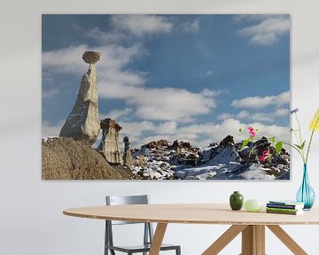 Bisti Badlands in de winter New Mexico, USA van Frank Fichtmüller