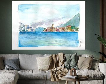 Boot van Malcesine Italië met het Gardameer en Riva