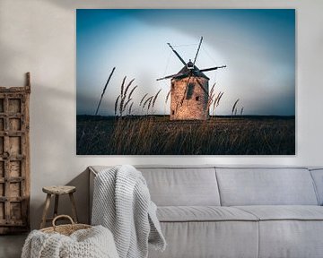 Windmolen in het veld. Landschapsfoto van Tez van Fotos by Jan Wehnert