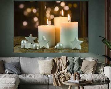 Advent- en kerstkaarsen met witte stervormen van Alex Winter