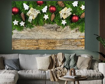 Xmas Holz Hintergrund mit Weihnachtsgeschenke von Alex Winter
