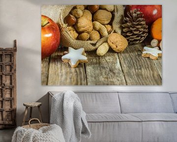 Christmas food composition on wooden table by Alex Winter