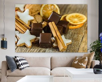 Advent en Kerstmis voedsel, chocolade, ster koekjes van Alex Winter