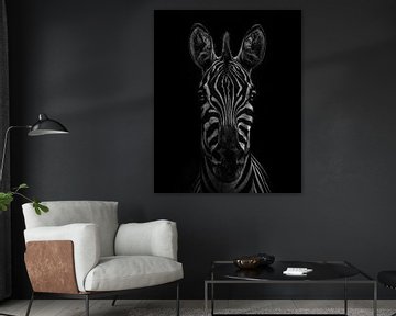 Zebra in einer schwarz-weißen Version von Mark Evenhuis