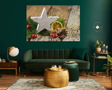 White wooden Christmas star with decorations by Alex Winter