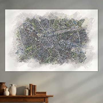 Map of Eindhoven in Watercolor Style