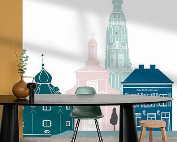 Skyline illustratie stad Breda in kleur van Mevrouw Emmer