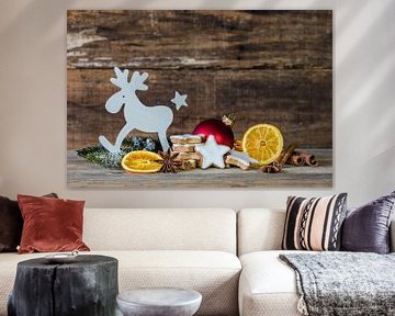 Kerst- en adventsstillevendecoratie met rendieren, stervormige koekjes van Alex Winter