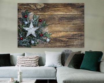 Weihnachten Hintergrund mit Stern Form Ornament, rot weißen Kugeln von Alex Winter