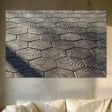 Carreaux de trottoir du Paseo de Gracia à Barcelone, un projet d'Antonio Gaudi, Catalogne, Espagne.