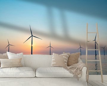 Offshore windmolens die elektriciteit produceren van Sjoerd van der Wal Fotografie