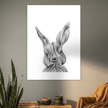 Fine line illustration - Rabbit - children's room