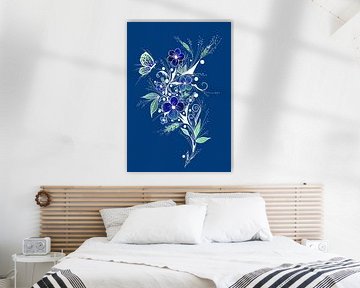 Blauwe Bloemen Tatoeage van Sebastian Grafmann