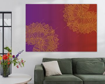 Mandala-patroon rood en paars van Sebastian Grafmann