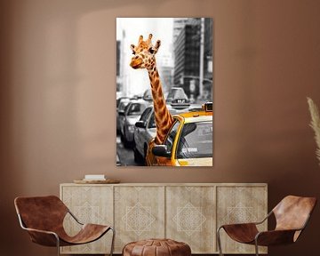 Giraffe in Taxi van David Potter