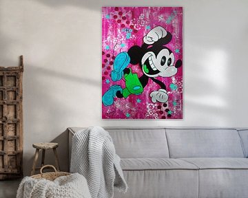 Mickey Mouse "Happy van Kathleen Artist Fine Art