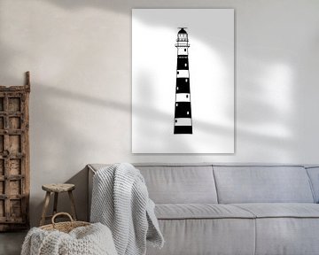 Poster Leuchtturm Ameland - Schwarz-Weiß-Illustration von Studio Tosca