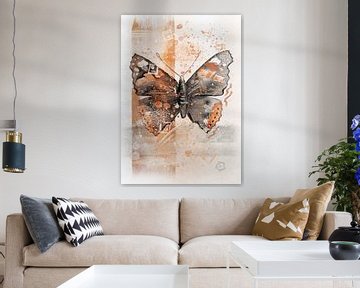 Aquarel schilderij van een Atalanta vlinder van Emiel de Lange